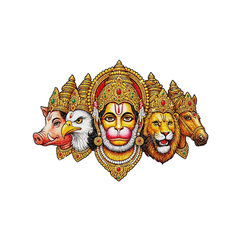 Panchmukhi Hanuman Faces Glitter Sticker